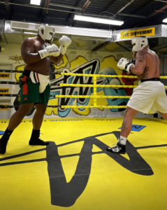 Jake Paul in sparring for his fight against Mike Tyson