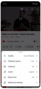 YouTube Sleep Timer setting