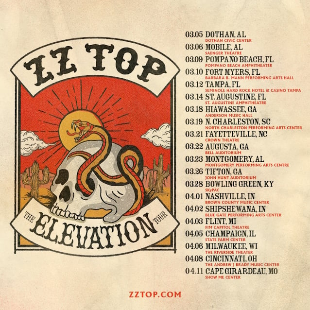 ZZ TOP Announces March/April 2025 Leg Of 'The Elevation Tour'