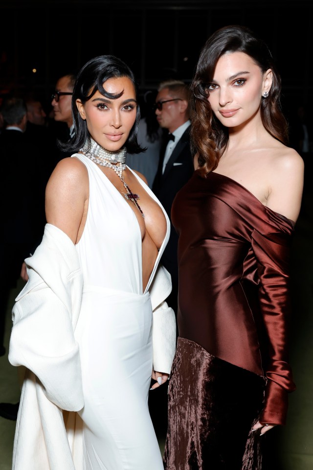 Hulu star Kim, seen with Emily Ratajkowski, donned Princess Diana's crucifix necklace