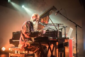 American composer Terry Riley performs in London in 2018.