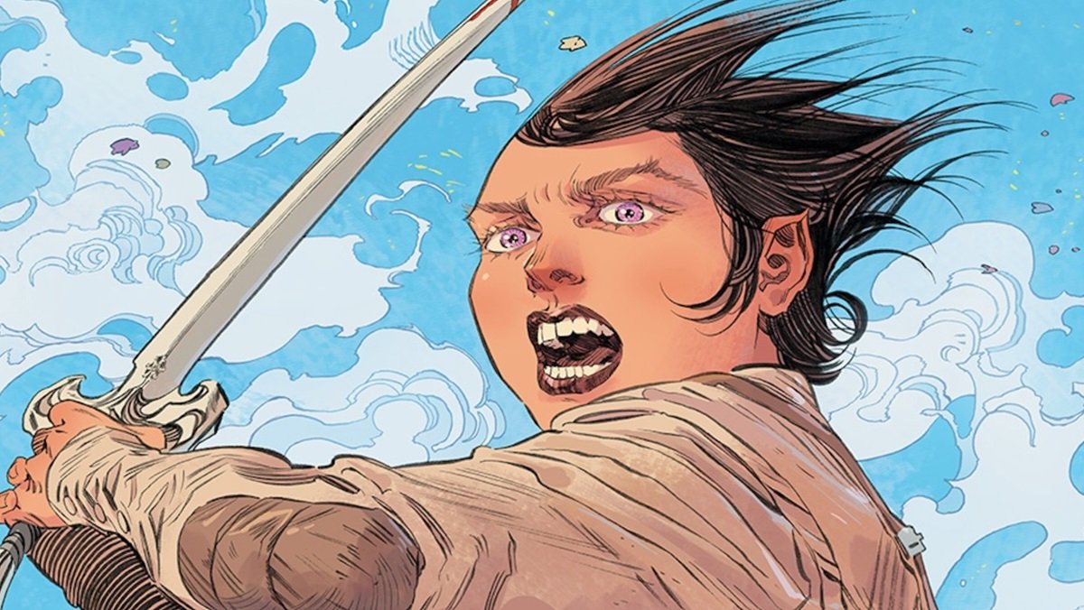 Ruthye swings a sword in battle in Supergirl: Woman of Tomorrow. Art by Bilquis Evely.