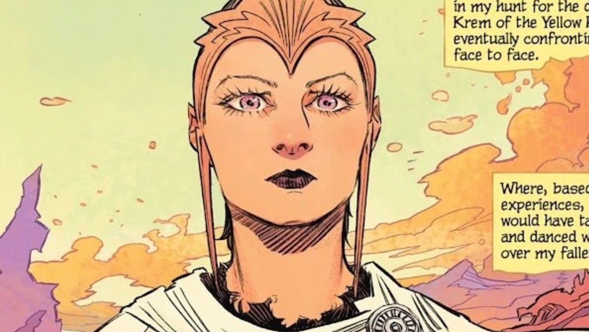 Close up of Ruthye's face by Bilquis Evely, from Supergirl: Woman of Tomorrow.