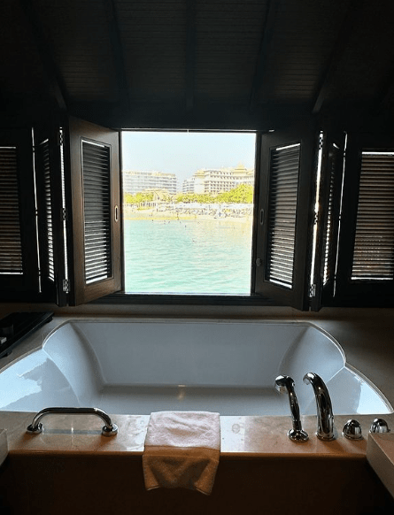 The bath tub view from the posh hotel in Dubai