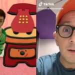 Steve from Blue's clues with a huge phone and Steve from Blue's Clues on TikTok