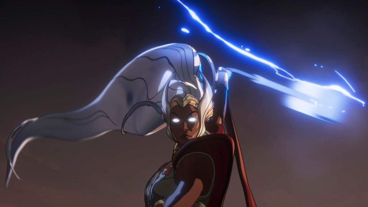 Storm as Goddess of Thunder with mjolnir in what if season three trailer