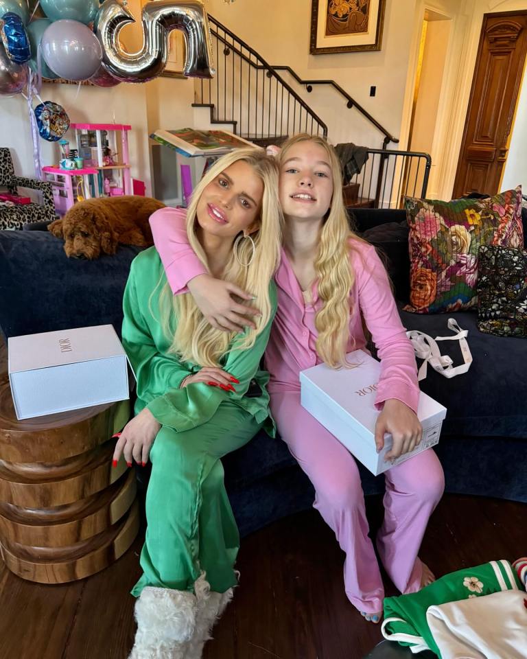 Jessica Simpson is seen in the living room area at the home with her daughter