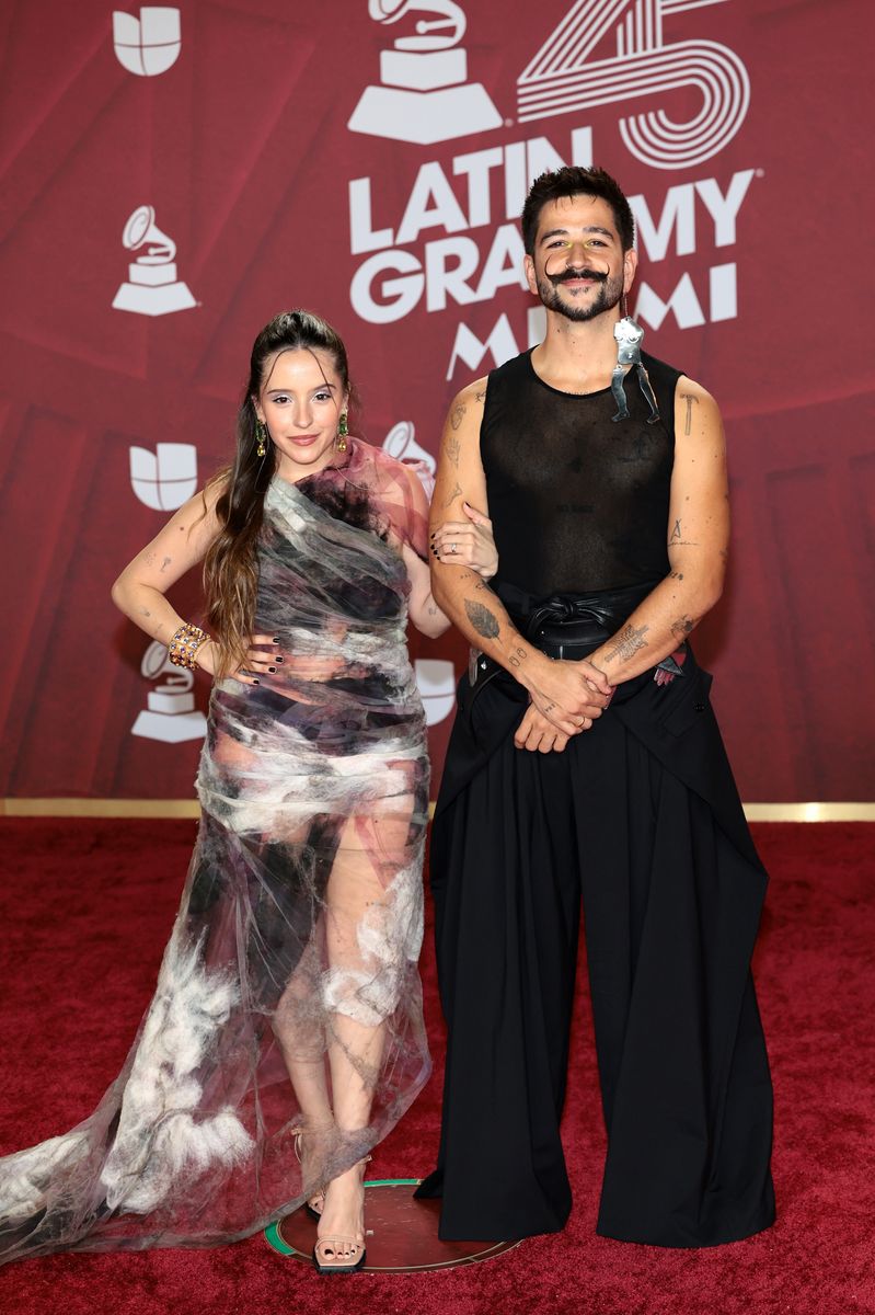 Evaluna Montaner and Camilo attend the 25th Latin GRAMMY Awards at Kaseya Center on November 14, 2024 in Miami, Florida. (Photo by Dimitrios Kambouris/Getty Images for The Latin Recording Academy)