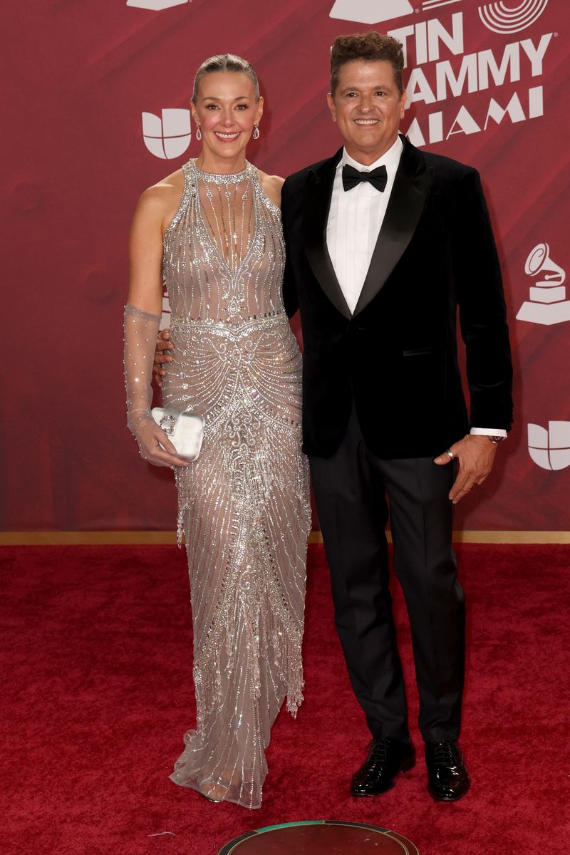 Claudia Elena VÃ¡squez and Carlos Vives attend the 25th Annual Latin GRAMMY Awards at Kaseya Center on November 14, 2024 in Miami, Florida. (Photo by Romain Maurice/WireImage)