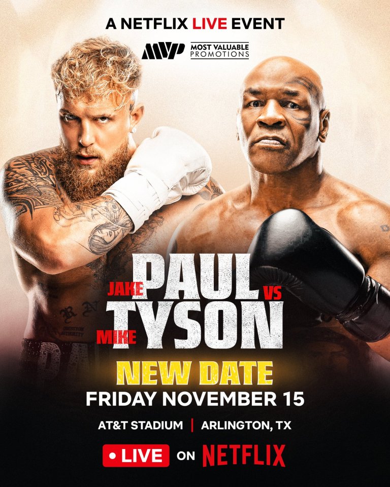 Jake Paul vs Mike Tyson fight poster