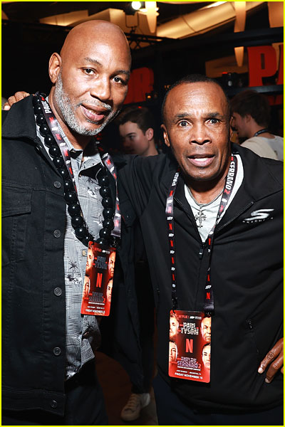 Lennox Lewis and Sugar Ray Leonard  at the Paul vs Tyson fight