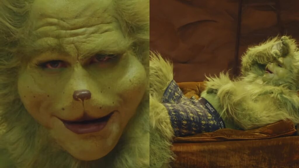 images of a buff grinch in a funny video for sexiest man alive