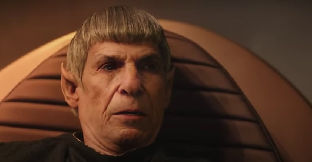 Lawrence Selleck (with CGI enhancement) as Spock in the Star Trek film 765874: Unification. 