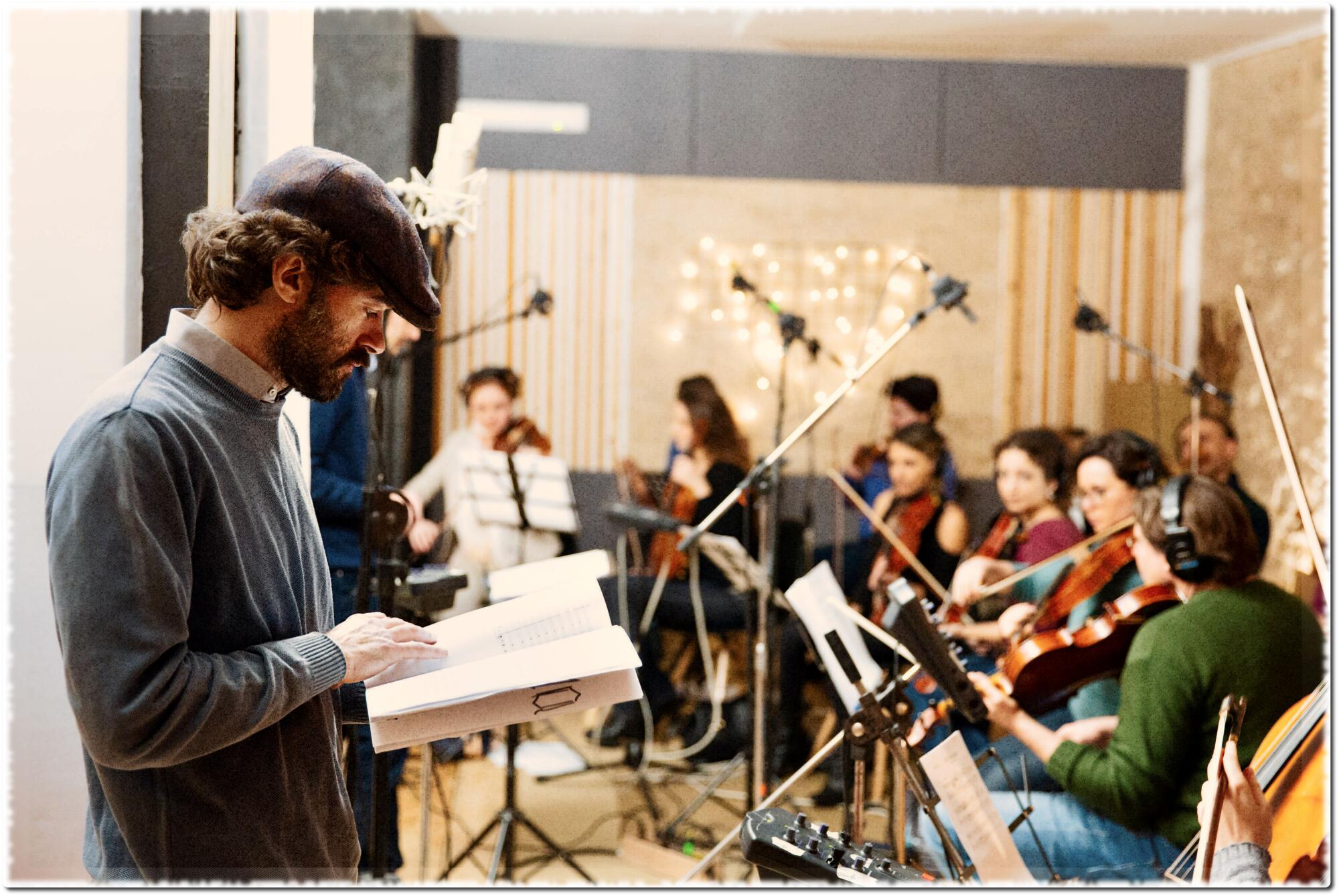 Umberto Smerilli with music while recording