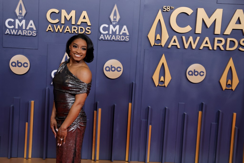 Simone Biles attends The 58th Annual CMA Awards at Music City Center on November 20, 2024