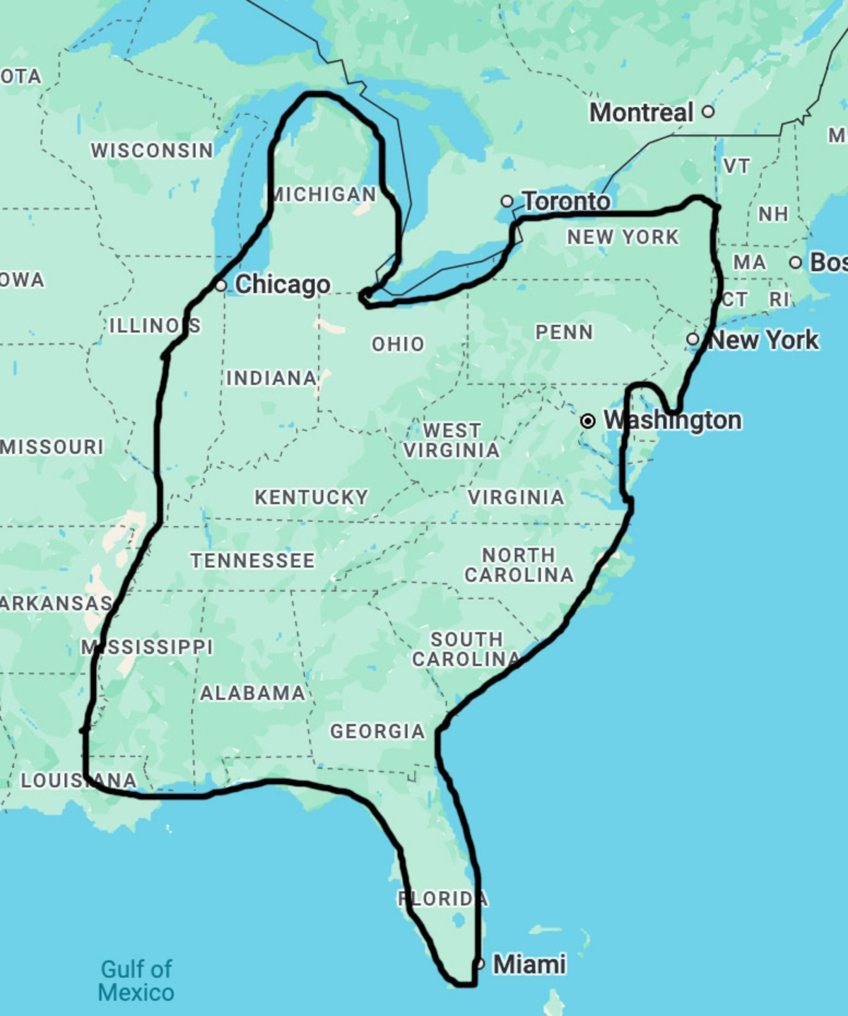 map of the Great Loop journey throughout the United States