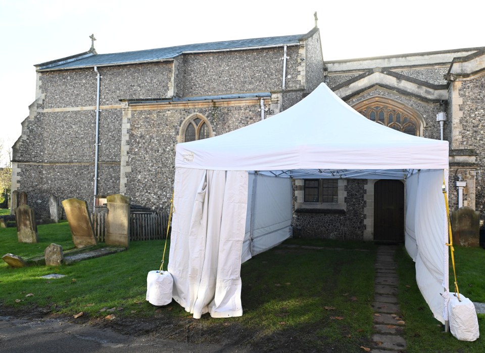 A marquee was put up in preparation for guests' arrival