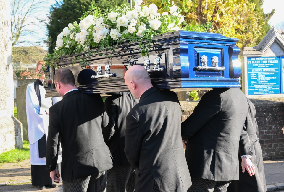 Liam's coffin being carried into the church