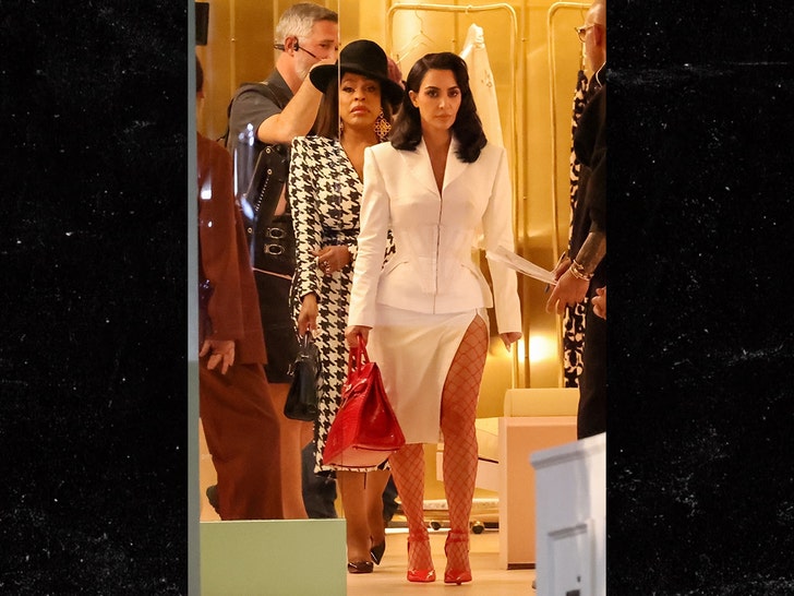 Kim Kardashian On Set of TV Series