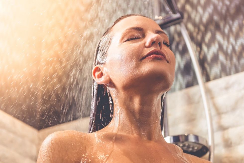 Woman in the shower.