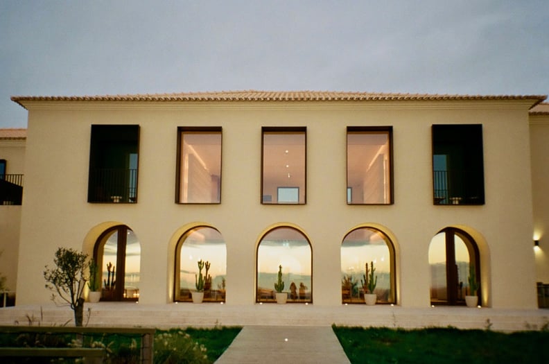 The outside of Aethos Ericeira, a luxury wellness hotel in Portugal.