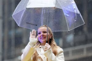 Ariana Madix attends the rainy Macy's Thanksgiving Day Parade