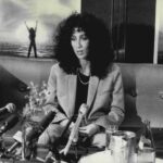 Cher, pictured during a 1985 press conference for "Mask" after winning her Cannes trophy.