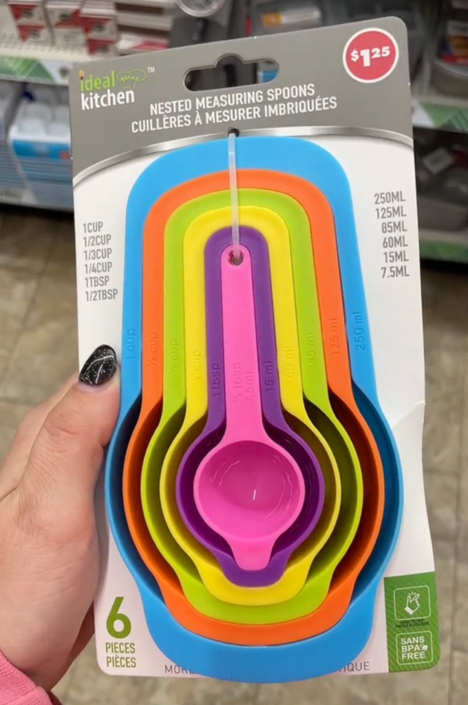 colorful, stackable measuring cups from Dollar Tree