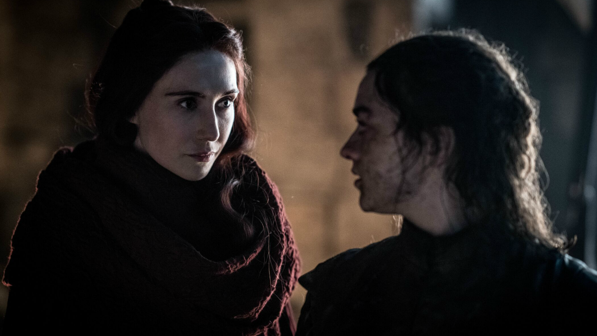 Melisandre stars at Arya on Game of Thrones