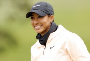 Golfer Cheyenne Woods in Two-Piece Workout Gear Says "Stay Tuned"