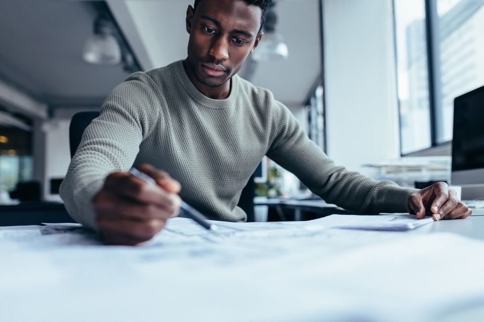 Man focused on working