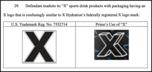 x hydration logo on the left, prime x logo on the right