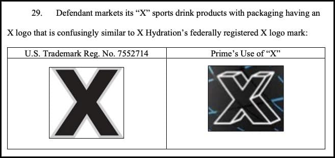 x hydration logo on the left, prime x logo on the right