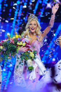 MEXICO CITY, MEXICO - NOVEMBER 16: Miss Denmark, Victoria KjÃ¦r Theilvig, is crowned as Miss Universe 2024 in The 73rd Miss Universe Competition - show at Arena Ciudad de Mexico on November 16, 2024 in Mexico City, Mexico. (Photo by Hector Vivas/Getty Images)