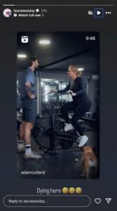 TNT Sports Host Laura Woods in Two-Piece Workout Gear Exercises With Adam Collard