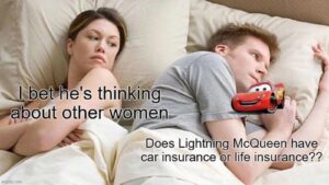 meme about Lightning McQueen from Cars