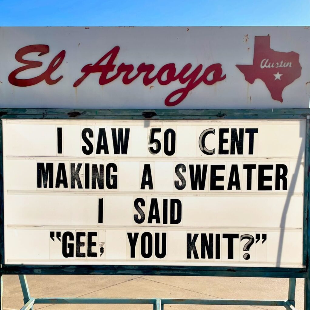 hilarious 50 Cent meme of the El Arroyo ATX sign