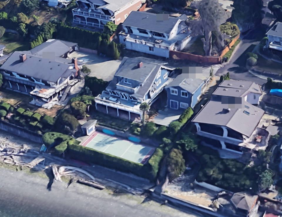 One of Stevin's crowning purchases is this beachfront mansion with a separate garage with flex space