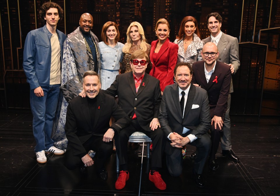 Elton joined the cast - led by Vanessa Williams (pictured in red) for the occasion