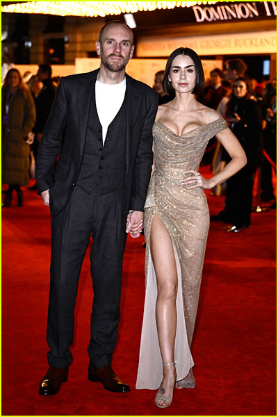 Lily Collins and Charlie McDowell at the Devil Wears Prada opening night