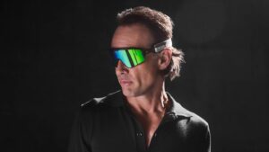 Walton Goggins in Neon goggle glasses