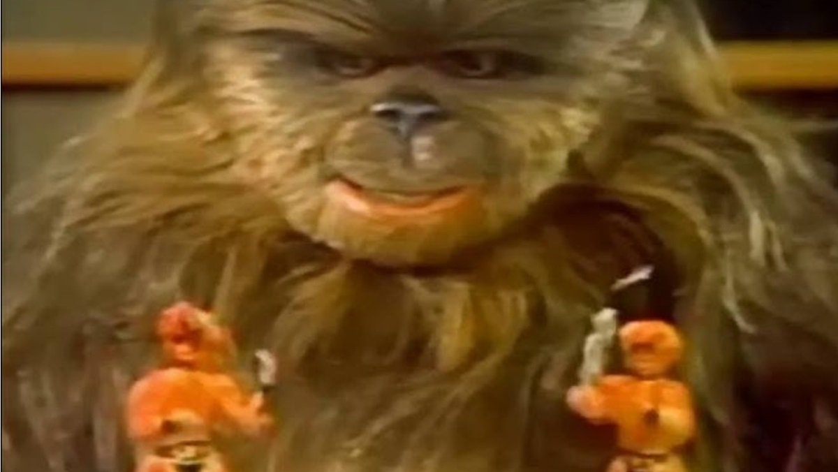 Chewbacca's son Lumpy watches a holo circus in the Star Wars Holiday Special from 1978.