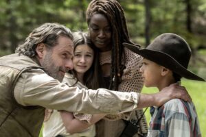 Rick and Michonne with their kids judith and rj in the ones who live best tv 2024 finale