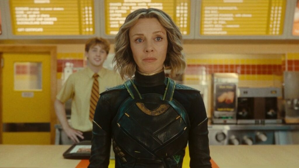 Sylvie (Sophia Di Martino) arrives in '80s America and sets foot in McDonald's, in a scene from Loki season two.