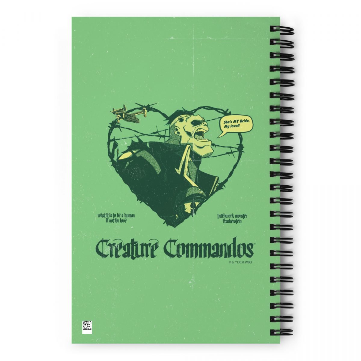 Creature Commandos notebook featuring Eric Frankenstein. 