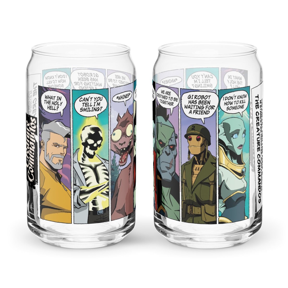 Creature Commandos drinking glasses from the DC Shop.