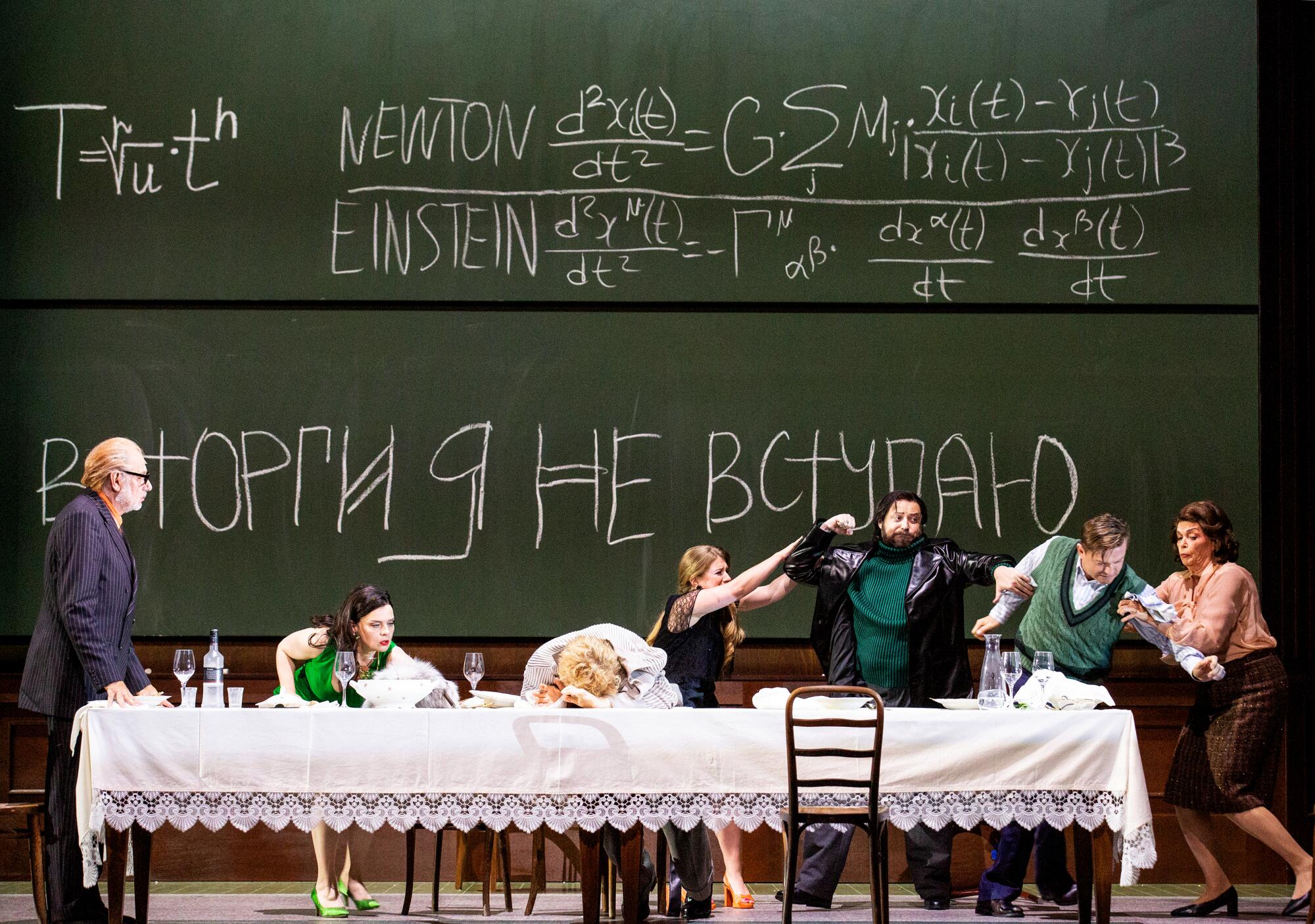 A scene from Krzysztof Warlikowski's production of Weinberg's "The Idiot," at the 2024 Salzburg Festival.