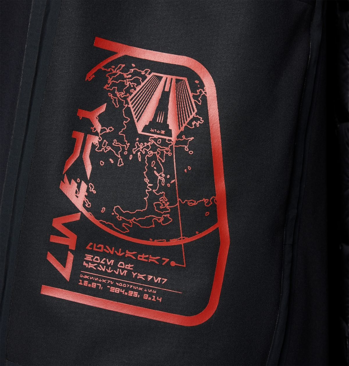 Mustafar details on a Darth Vader jacket from Columbia Sportswear