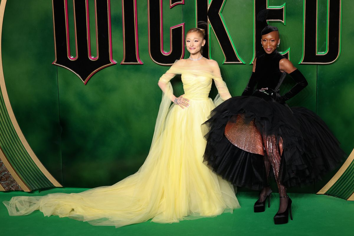 Ariana Grande and Cynthia Erivo attend the "Wicked: Part One" European Premiere at The Royal Festival Hall 