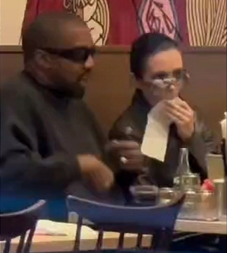 Kanye could be seen dancing while eating, with fans saying he looks happier than ever